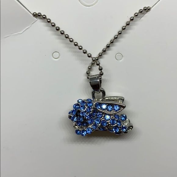 Light blue crystal rabbit pendant and chain - Picture 8 of 8